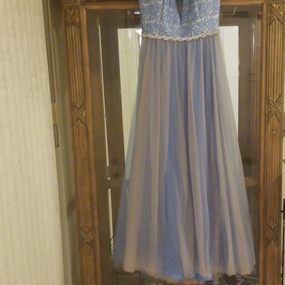 Light Blue Embellished Evening Dress - Picture 7 of 8